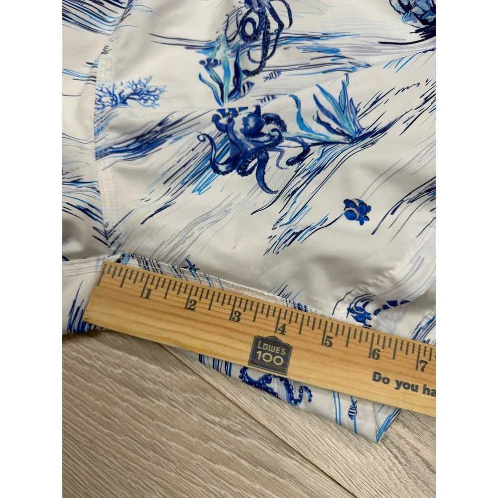 Michaels Mens XL Swim Trunks‎ Blue White Octopus Print Mesh Lined Beach Shorts